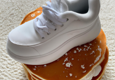 Fluffy Pancakes on white sneakers