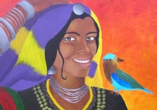 Rajput Woman With Indian Roller