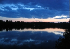 cottage at dusk