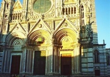 Church lightened with the setting sun