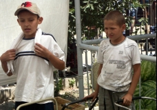 Children on a market