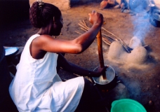 Woman preparing Banku