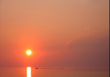 Lake Erie - Setting Sun and Cruiser - Ontario, Canada July 2002