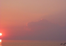 Lake Erie - Pink Sun on Wing - Ontario, Canada July 2002