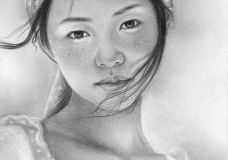 a girl's face,like moon