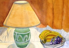 Fruit and Lamplight in a London Flat