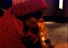 Genevieve Eating Bread at Night