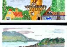 Windmill and Lake (postcards)