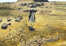 Rider in front of a Pyramid