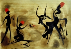 Three Hunters with Bull 2