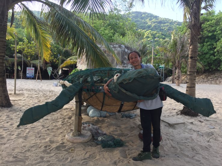 Recycled Art: Sea turtle puppet made from recycled waste