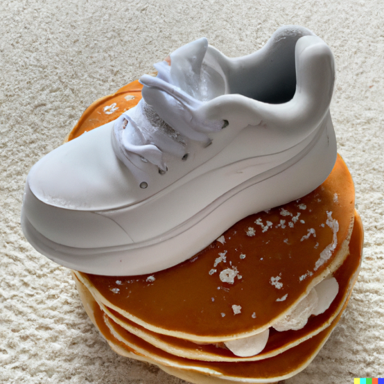 Fluffy Pancakes on white sneakers