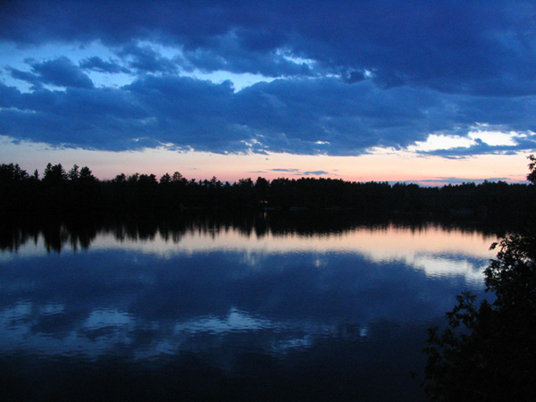 cottage at dusk
