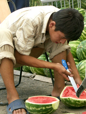 The boy with a water-melon