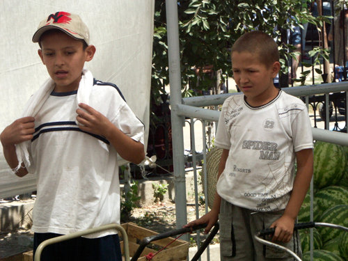 Children on a market