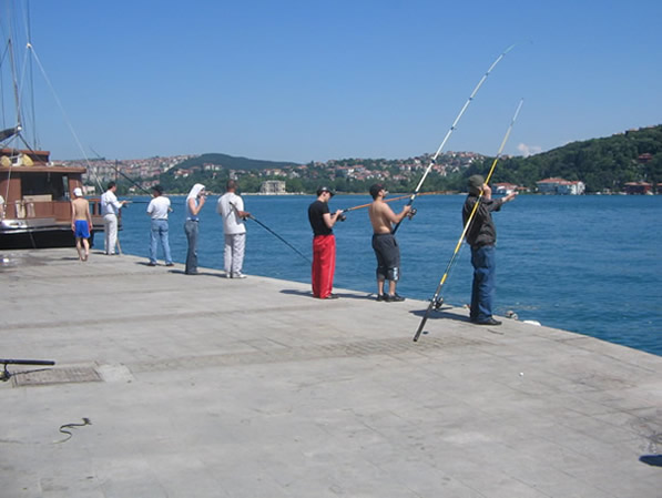 Fishing and spending time on the shore of Bosphorus