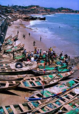 Beach scene in Cape Coast