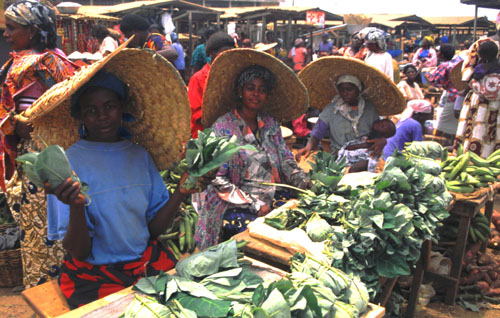 woman in food market