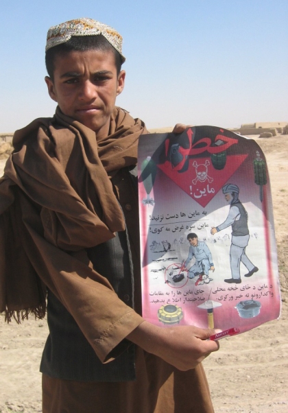 Afghan Boy and Landmine Poster