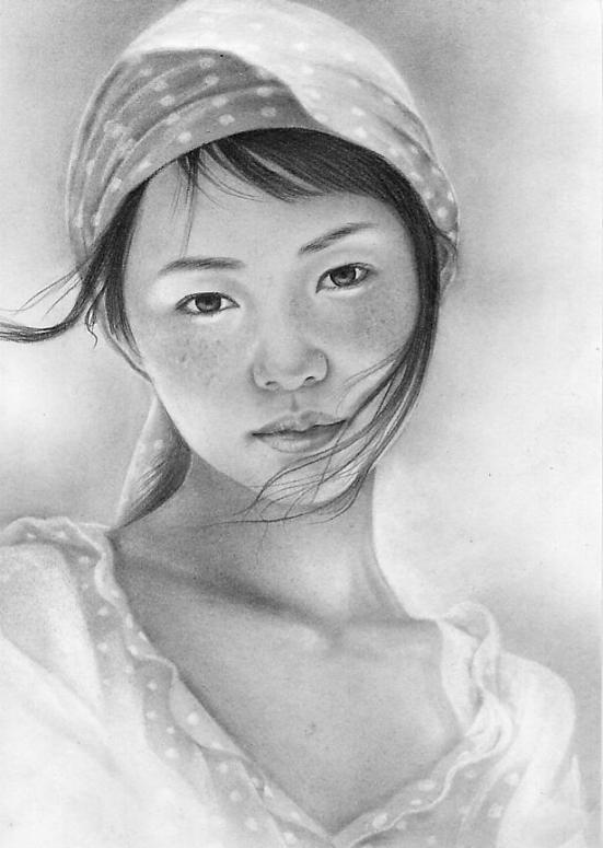 a girl's face,like moon
