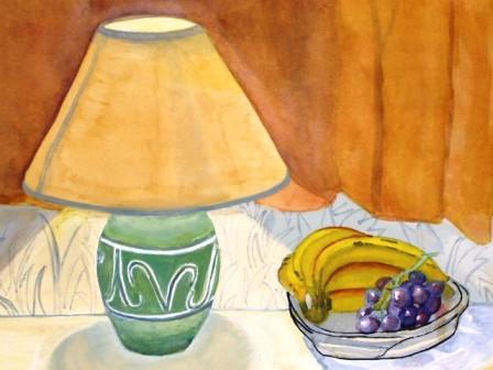 Fruit and Lamplight in a London Flat