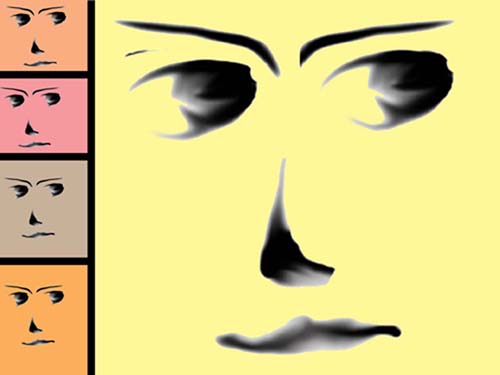 Faces of different colour