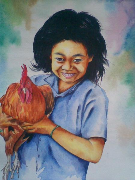 Lady With a Rooster