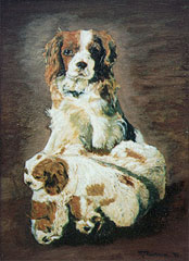 King Charles Spaniel and Puppies