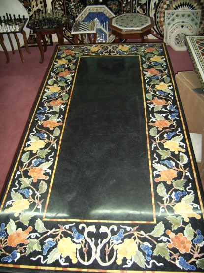 Black Marble Inlay Dining Table