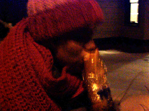 Genevieve Eating Bread at Night