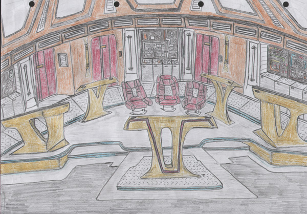 Enterprise E Bridge Sketch + Colour.