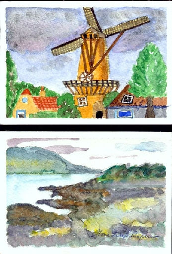 Windmill and Lake (postcards)