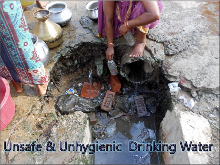 Unsafe and unhygienic drinking water