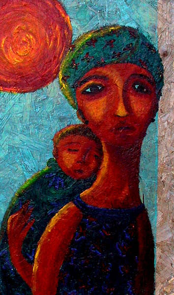 Woman with child (80x50 on wood)
