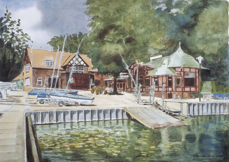 Boathouse, Sailer`s Club House at the Wannsee