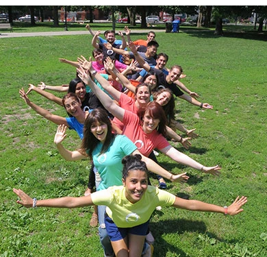 Young people gathered together outdoors