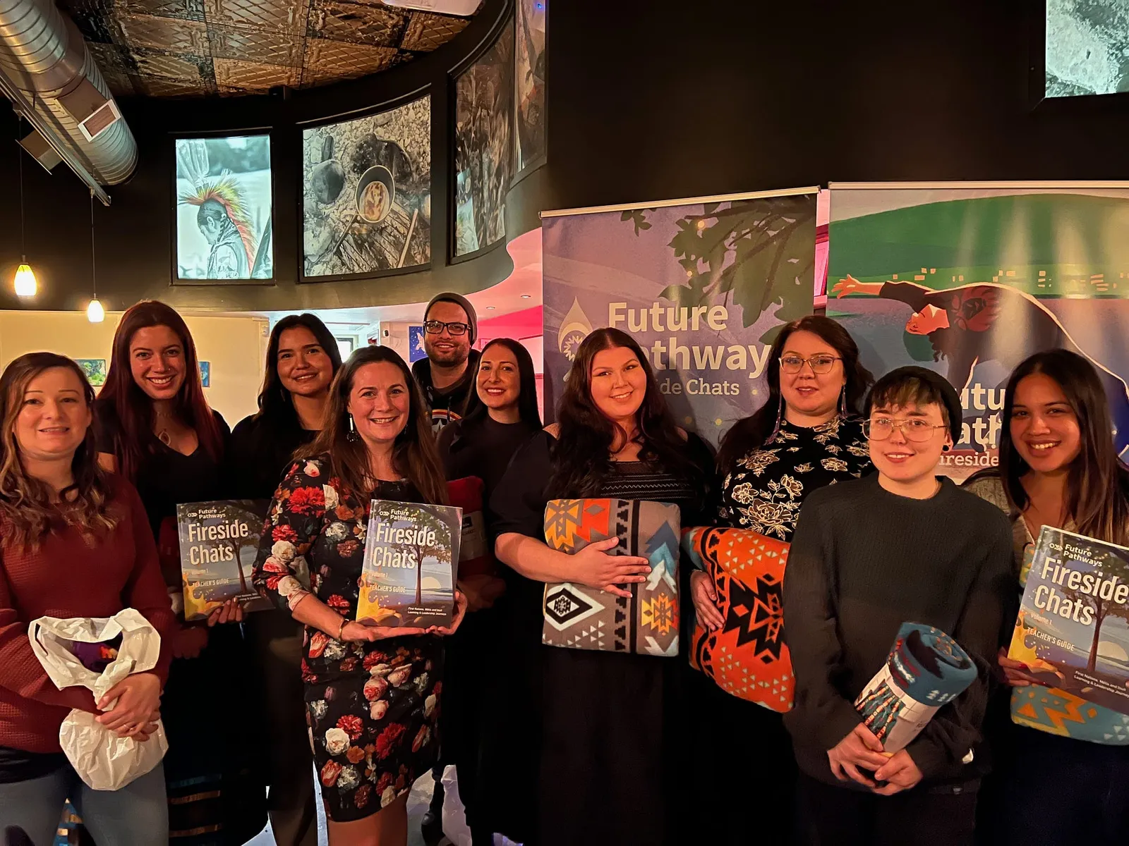 TakingITGlobal Executive Director Jennifer Corriero with Co-authors Christine M’Lot, Marika Schalla, and guests